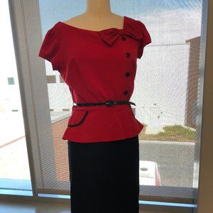 Stop Staring Fitted Red and Black Wiggle Dress 1X/14 - Gently Used